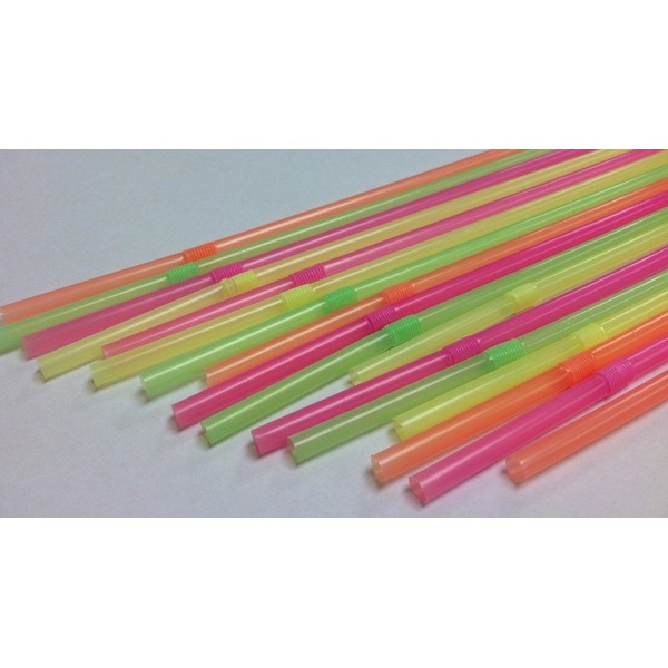 Party Dimensions 200 Count Flexible Multi-Colored Straws, Neon