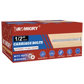 HROMIGRY 1/2" x 7" Carriage Bolts (25 PCS), Hot Dip Galvanized, Heavy Duty Round Head with Washers and Nuts