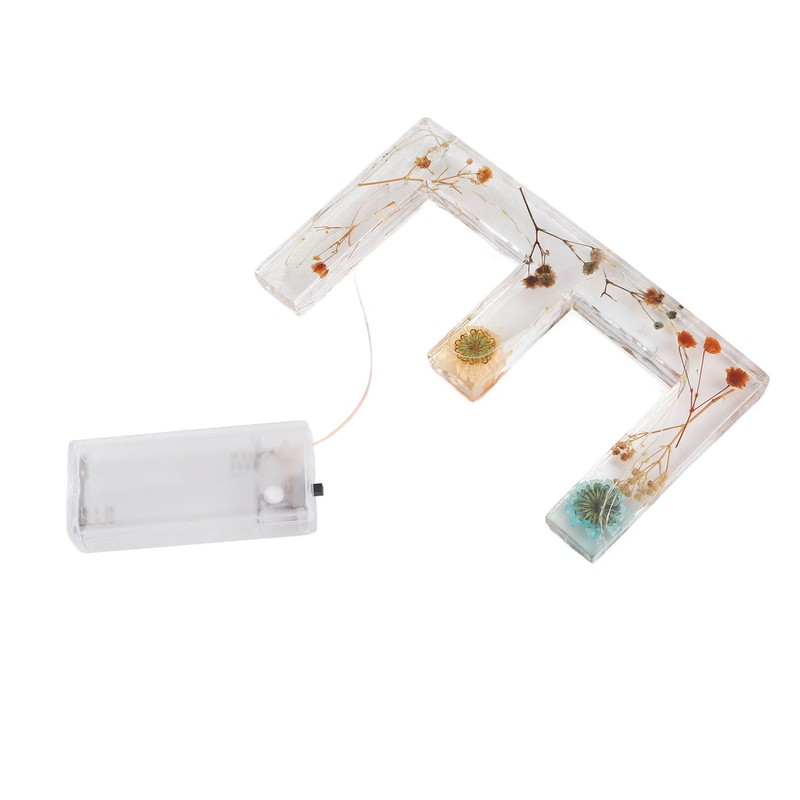Floral Resin Letter Light Dry Flower and Alphabet Shape LED
