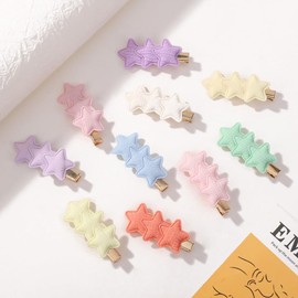 6 Pcs Macaron Star Hair Clips Y2K Cute Hair Barrettes, Alligator Duckbill Clips Decorative Colorful Accessories for Little Girls Teens Toddlers Child Kids Gifts