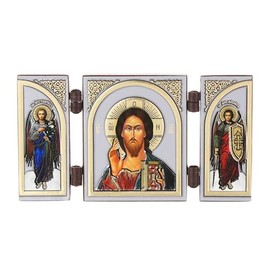 NKlaus - Jesus Christ - Icon Triptych Christian - Wooden Travel Altar Iconography 16628