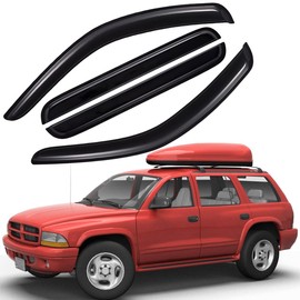 Lightronic Extra Durable Outside Mount Auto Vent Window Visor, Fits 1998-2003 Dodge Durango, UV Protection Rain Guard, Dark Smoke Original Wind Deflector, No-Drill Easy Install, 4-Pcs