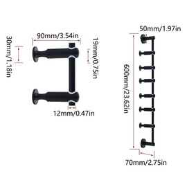 CNCEST Coat Hooks Wall Mounted Vertical Coat Hook Standing Coat Hook 6 Hooks Rack Load 20Kg Brass Hat Rack for Wall Coat Rack Wall Mount Coat Rack Solid Rod Cap Holder Organizer Display Stand (Black)