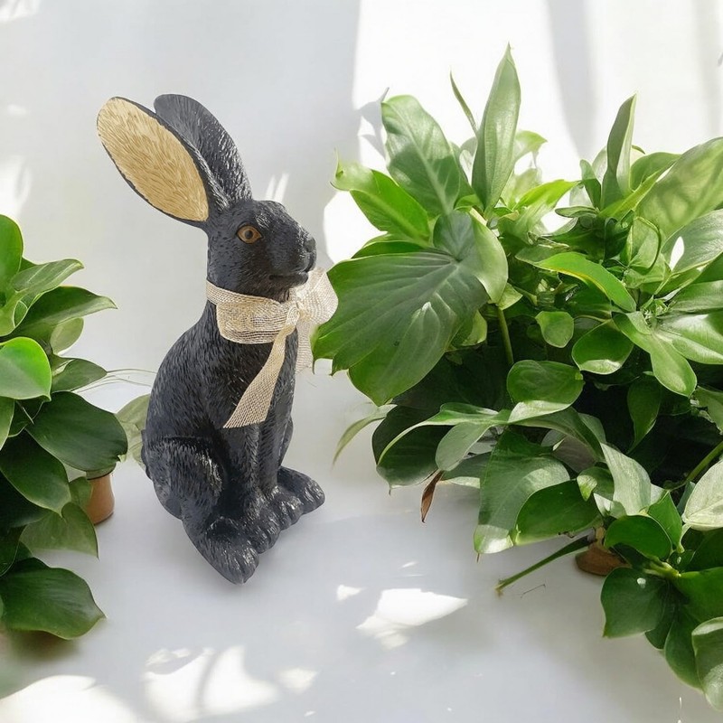 Macosa EX262058 Easter Bunny Black Gold Polyresin 28 cm Decorative