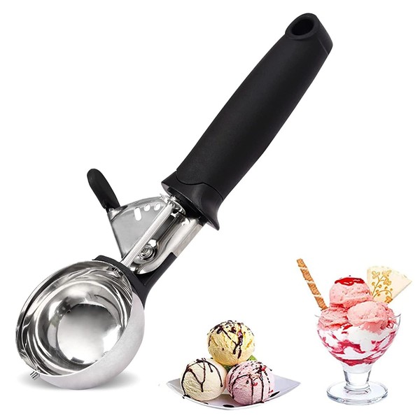 Ice Cream Scoop Large Sized (6cm) Stainless Steel Cookie Scoop for Ice Cream, with Easy Trigger Release Good Grips for Mashed Potato, Meatballs, Mellon Balls Fruit Salad and Cookie