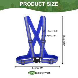 PATIKIL Reflective Safety Vest, 2 Pack Hi-Vis Safety Vests, Adjustable High Visibility Reflective Strips for Traffic Control Outdoor Jogging Cycling, Dark Blue