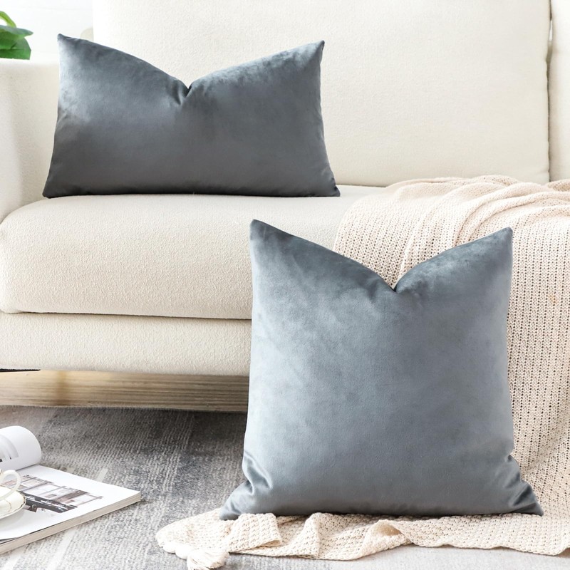 Artscope Luxury Velvet Cushion Covers Decorative Rectangle Pillowcases Soft Solid