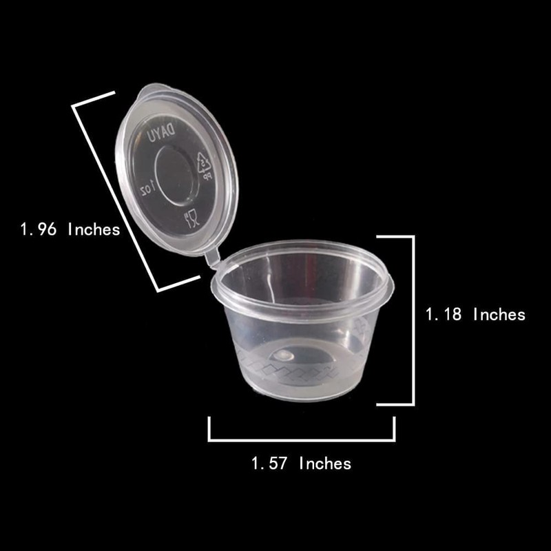 MIUPOO Plastic Souffle Cups,Disposable Clear Leak Proof Sauce Cup With