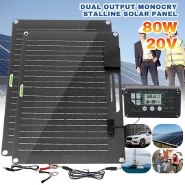 KEPEAK Portable 80W Solar Panel Kit Trickle Charger Battery Powered for Camping/RV Car - 1PCS