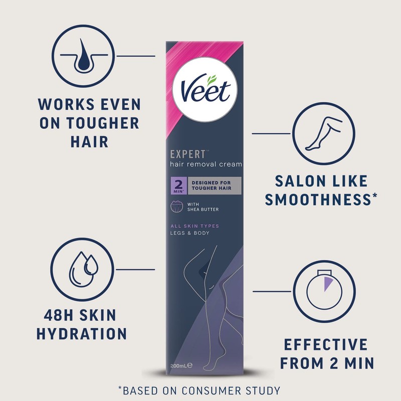 Veet Expert Hair Removal Cream, Removes Stubborn Hair, All Skin