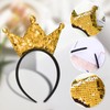 EUPSIIU 2 Pack Girls Gold Crown Glitter Headband, Crown Hairband