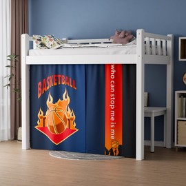 Vpory Bunk Bed Curtains - Loft Bed Curtains Privacy Bottom Bunk Bed Curtain Customization Blockout Breathable Bunk Bed Canopy for Teens Children Students (Basketball Print, 1 Pac)