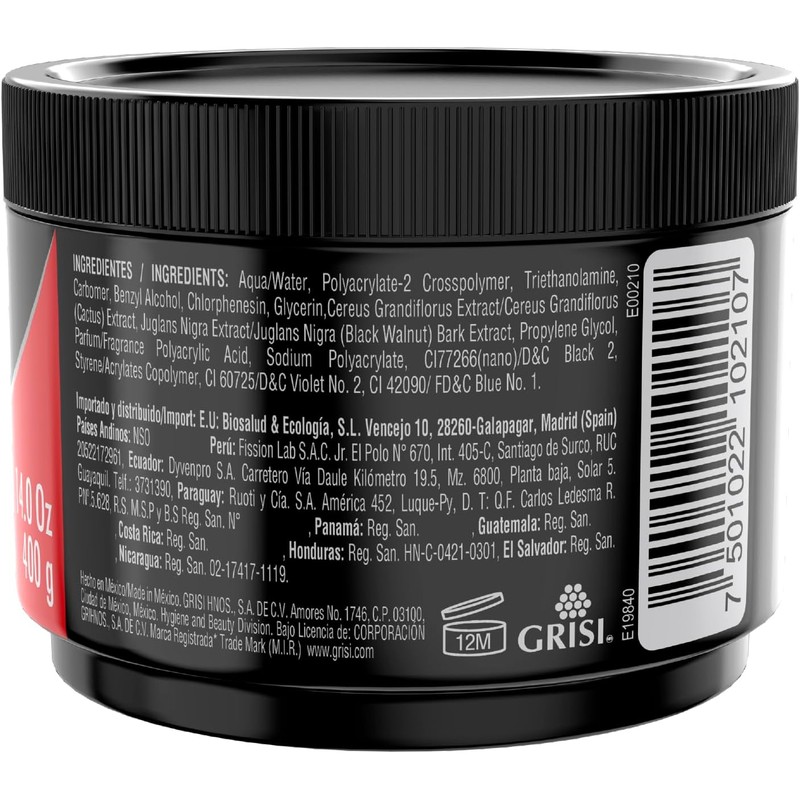 Organogal Grisi, Gel Extra Firme Negro Intenso, 400 gramos (Paquete