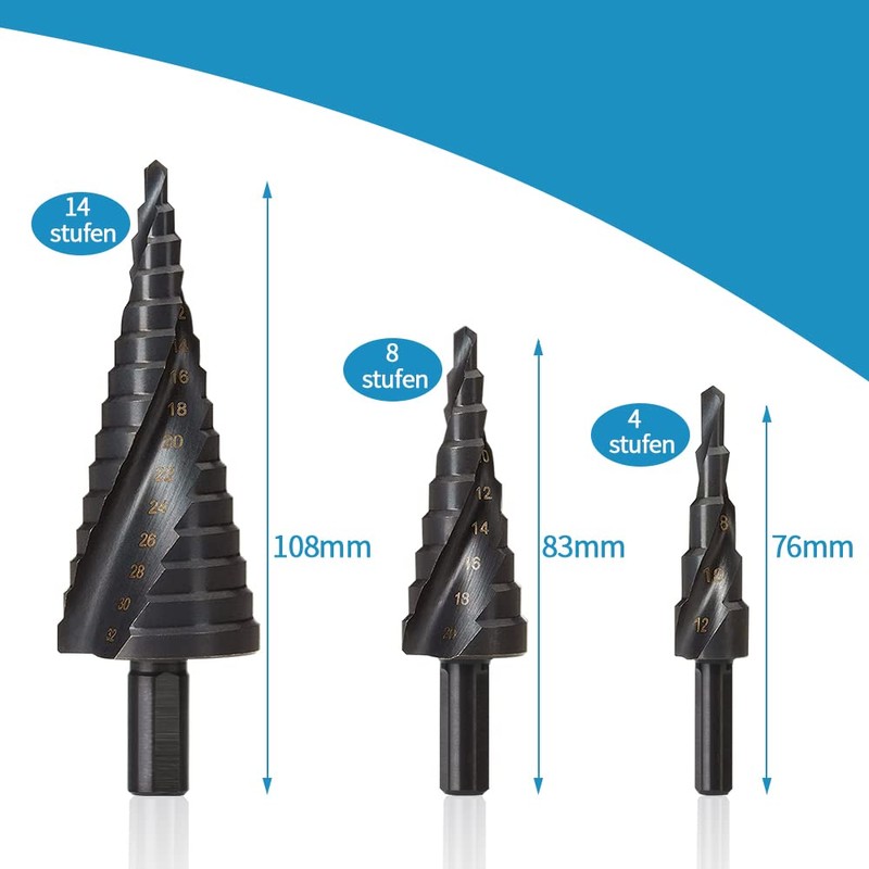 ERWEY Step Drill Set HSS Step Drill Metal with Aluminium