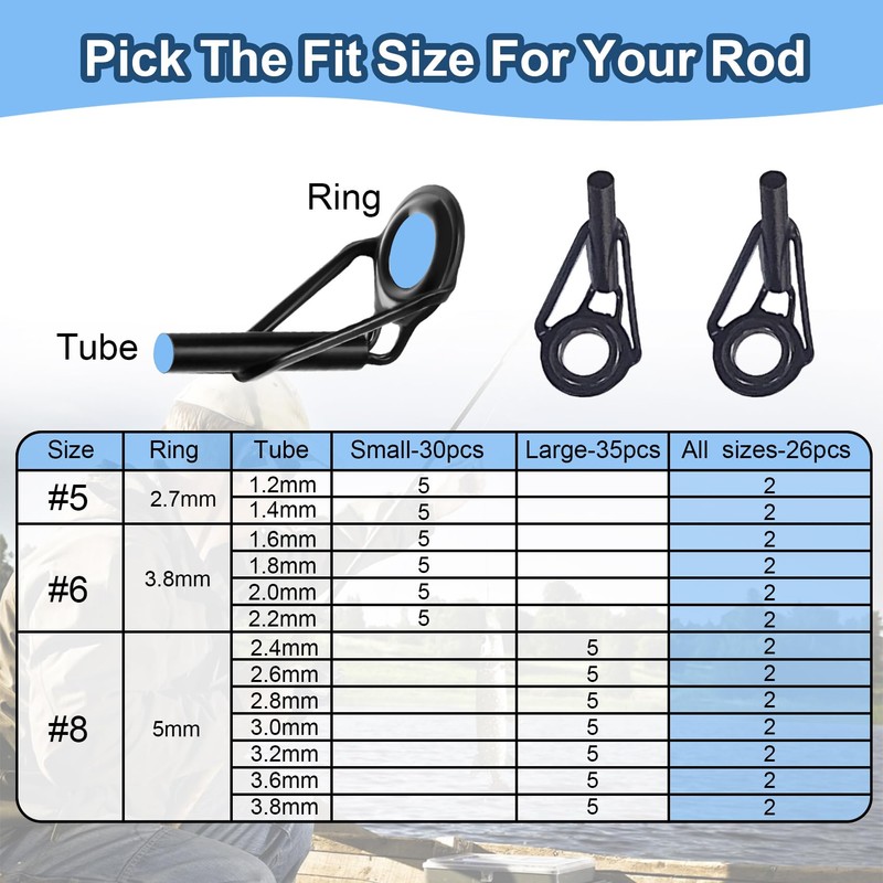 Aventik Fishing Rod tip Guide Repair kit (All Size-26pcs)