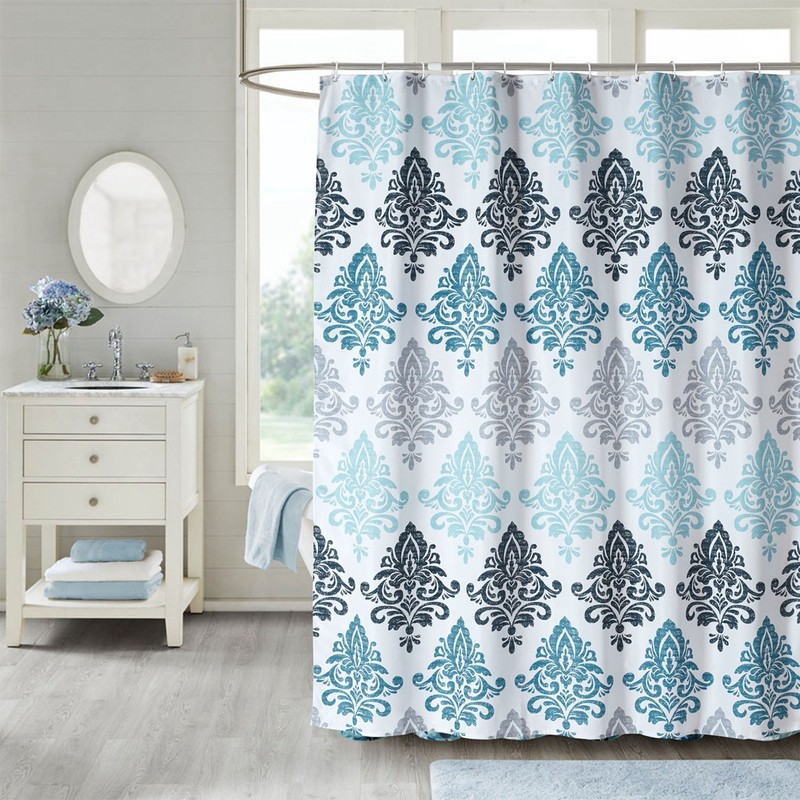 Polyester Striped Painting Shower Bath Curtain Waterproof Bathroom Curtain (S)
