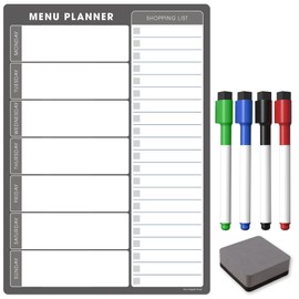 TMS A4 Weekly Meal Planner for Fridge | Magnetic Whiteboard Calendar and Shopping List | Use for Food Prep and Family Planning | Dry Wipe Memo Board for Kitchen | Made in the UK [30 x 21cm]