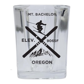 R and R Imports Mt. Bachelor Oregon Ski Snowboard 2 Ounce Liquor Shot Glass Square Base