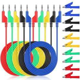 Multimeter Messleitungen, 5 Stück Messleitung Bananenstecker Krokodilklemmen, 4mm 5 Farben Bananenstecker mit 10 Stück Isolierte Krokodiklemmen, Banana Test Kabel für Multimeter Spannungsprüfer