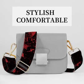 DZTLAO Wide Purse Strap Replacement Crossbody, Funny Shoulder Strap Adjustable, Cute Bag Strap for Women Guitar Purses Black Red Pattern