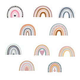 Multiple Bow Shaped Arches with Bunch of Styles for Kid's Room Wall Decor - Boho Style Rainbow Vinyl Wall Decal - Mural Ideal Nursery Arch with Hearts Design Wall Decoration - Colorful Watercolor Hand Drawn Art for Toddler's Bedroom - Be the Rainbow in S