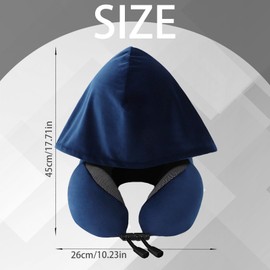 YOUYIKE Aeroplane Neck Pillow, Travel Pillow with Hood, Travel Pillow Aeroplane, Comfortable and Lightweight Ideal for Airplane Chair, Car, Home, Office, Sleeping Pillow (Navy Blue)