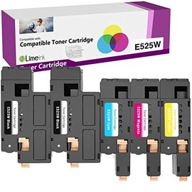 Limeink Compatible Toner Cartridge Replacement for Dell E525W Toner Cartridges, for Dell E525w E525 H3M8P MFP Toner Printer (2 Black, 1 Cyan, 1 Magenta, 1 Yellow)