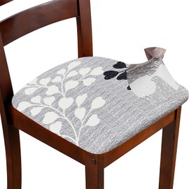 ZHILING Stretch Chair Seat Covers for Dining Room Set of 6, Elastic Dining Chair Seat Protector Cover Removable Washable Chair Slipcovers with Ties