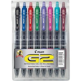 PILOT G2 - Bolígrafos de gel de punta fina de 1/32 pulgadas, colores surtidos, paquete de 8
