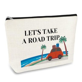 Travel Lover Gift Road Trip Makeup Bag Camping Travelling Gifts for Women Couple Friends Sister Bestie Cosmetic Bag Travel Adventure Gifts Birthday Christmas Graduation Gift for Travelers Makeup Pouch