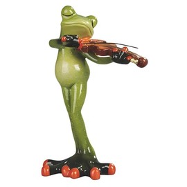 ICE ARMOR 6.25" H Violinist Frog Figurine Statue Sculpture Ornament Decoration Home/Room Decor Ideas for Housewarming, Holidays and Birthdays Great Collectible