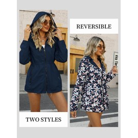 Bellivera Women's Double-Sided Casual Coat Zip up Jacket 6132 Blue S