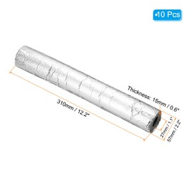 PATIKIL 12.2"Lx1.1"IDx0.6"T Pipe Insulation Foam Tube, 10Pcs Self Adhesive Pipe Covering with Aluminum Foil Heat Preservation for Plumbing Water AC Pipe Sprinkler Spigot