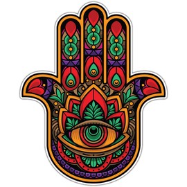 Hamsa Hand Palm Eye Hebrew Car Bumper Window Sticker Decal Motorcycle Stickers Good for Laptop Bumper Skateboard Luggage Sticker for Truck Hardhat Stickers for Men 4"X5" sh41