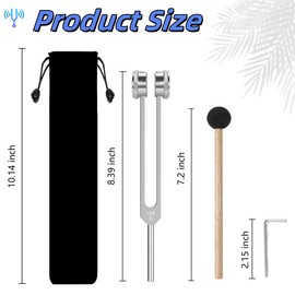 128 Hz Tuning Fork for Healing Chakra, Weighted Aluminum Alloy Fork with Silicone Reflex Hammer and Bag, Sound Therapy Meditation Musical Instrument