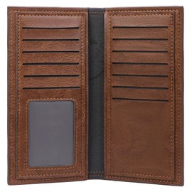 FALAN MULE Long Wallet for Men Leather Bifold Card Holder Slim Wallet with ID Window