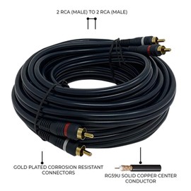 iMBAPrice 2RCA Male to 2RCA Male Python Home Theater Audio Cable, 50 Feet for HDTV, Amplifiers, Hi-Fi Systems,Speakers, Subwoofer, Satellite Receivers and More