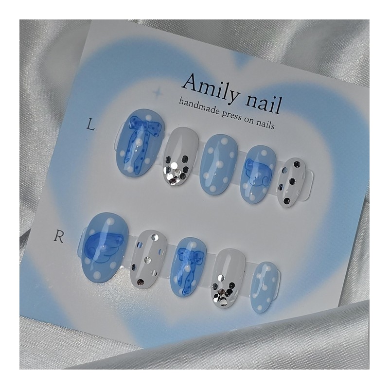 Blue Dot Angel [Handmade Nail Tip] Emily Nail - Short