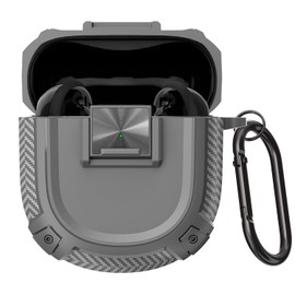 BEWZI Protective Case for Bose QuietComfort Earbuds II/Ultra Earbuds Case Protection with Hook. Safety Lock Button Hardcase for QuietComfort Ultra Case/QuietComfort Earbuds 2 Case Cover (Gray)