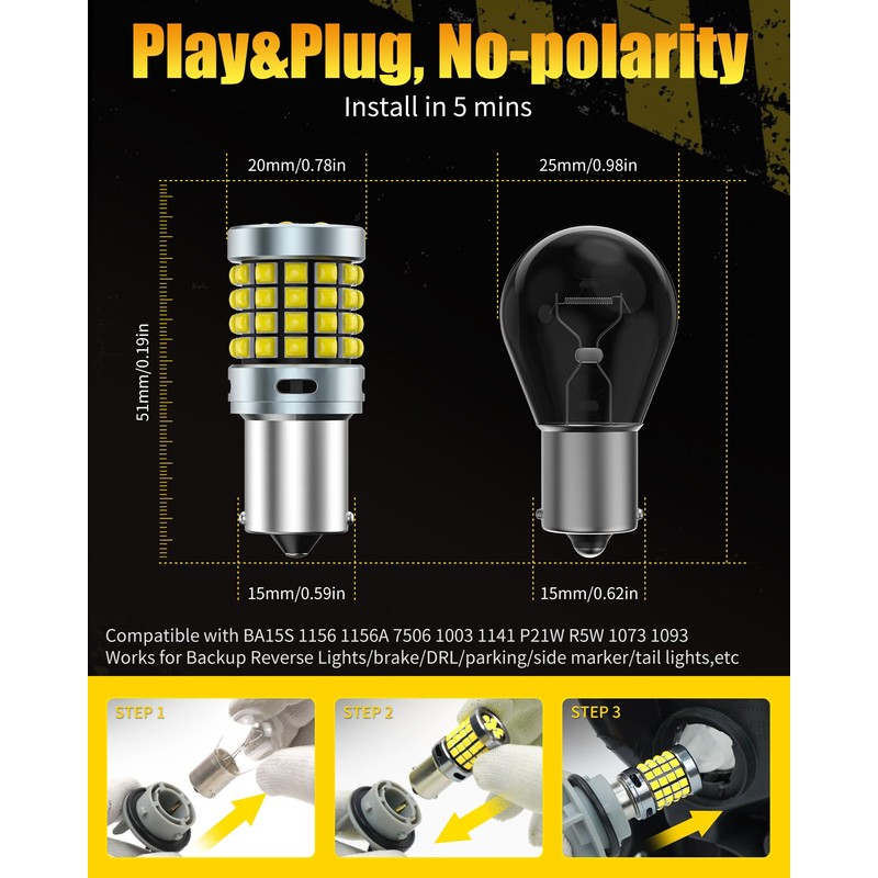 AILEO 1156 LED Bulb White, 500% Super Bright 54-SMD 3030