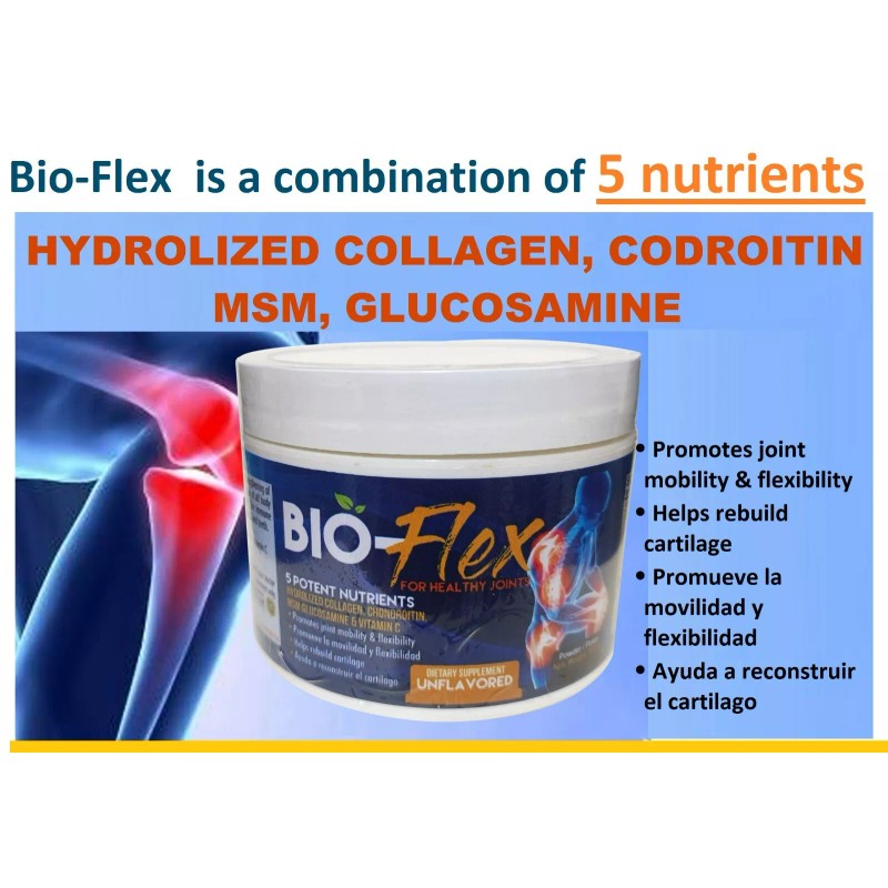 BIOFLEX Chondroitin Glucosamine unflavored MSM HYDROLYZED COLLAGEN Powder 120g