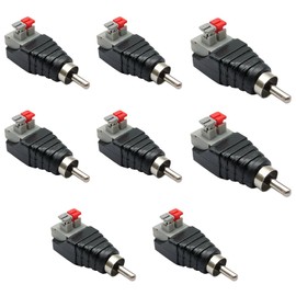EUZUXU RCA Adapter, RCA Male Adapter Terminal Block, Solderable RCA Plug, Speaker Plug, RCA to Speaker Cable Adaptor, Pack of 8