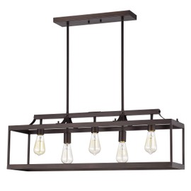 Chloe Lighting IRONCLAD Industrial 5 Light Oil Rubbed Bronze Island Pendant Ceiling Fixture 36" Wide