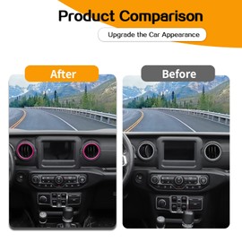 Hoolcar Dashboard Air Conditioner Vent Ring Trim Cover Aluminum Alloy Interior Accessories Compatible with 2018-2022 Jeep Wrangler JL JLU & Gladiator JT, Pink, 4PCs