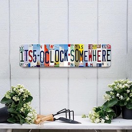 It's 5 O'clock Somewhere Metal Tin Sign, 1 Count Colorful Novelty Street Sign, Wall Decor for Home Bar Coffee Shop, Home Decor 2025 - Size: 10×40cm（4x16 Inch), Color: Multicolor