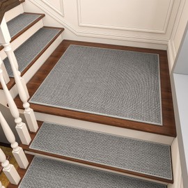 PADOOR Non Slip Stair-Treads Matching-Mat for Wooden Steps, Square Rubber Backing Non Slip Stair Landing Mat 30x30 inch
