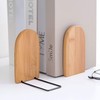 2 Pcs Natural Bamboo Bookend Large Capacity Office Book Ends