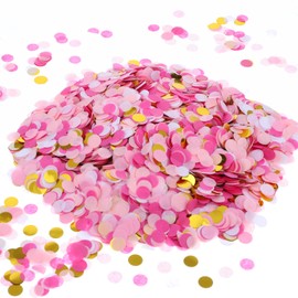 AOZUO Pack of 6000 Round Confetti, 1 cm / 0.39 Inch Confetti Birthday Confetti Confetti Colourful Confetti Large Confetti Multicoloured Confetti for Birthday Wedding Valentine's Day Baby Shower (Pink)