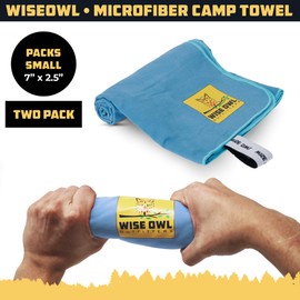 Wise Owl Outfitters Camping Towels - Quick Dry Travel Towel for Camping, Sports, Swimming, Yoga, Hiking and Backpacking, Blue
