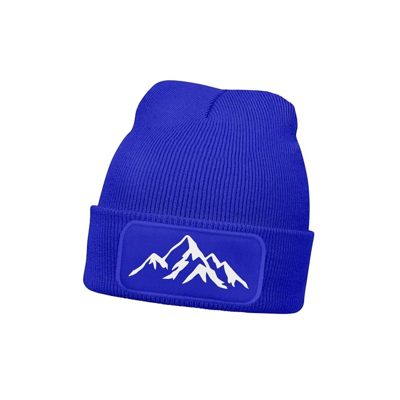 Neverless® Men's Beanie Winter Hat with Patch Mountains Nature Outdoor